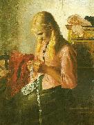 Michael Ancher hceklende ung pige, tine oil